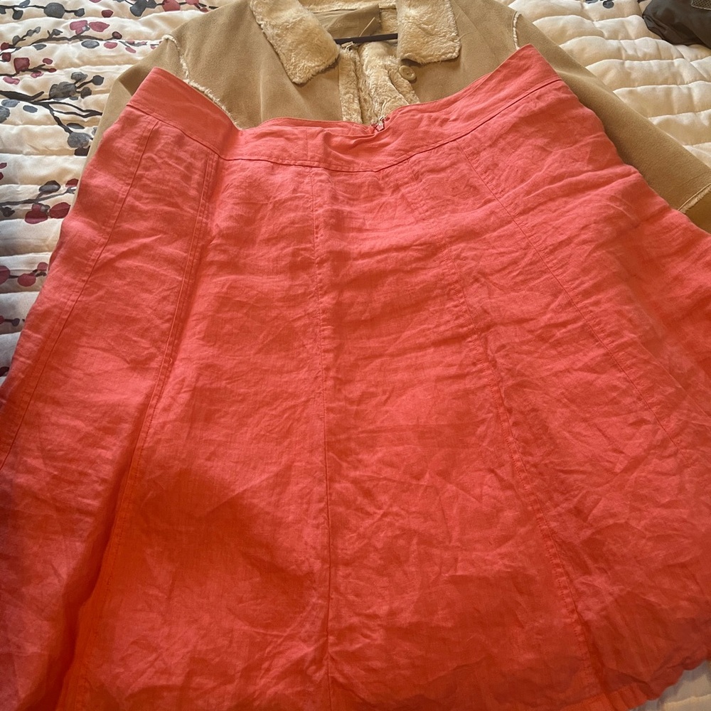 Coldwater Creek Coral linen skirt